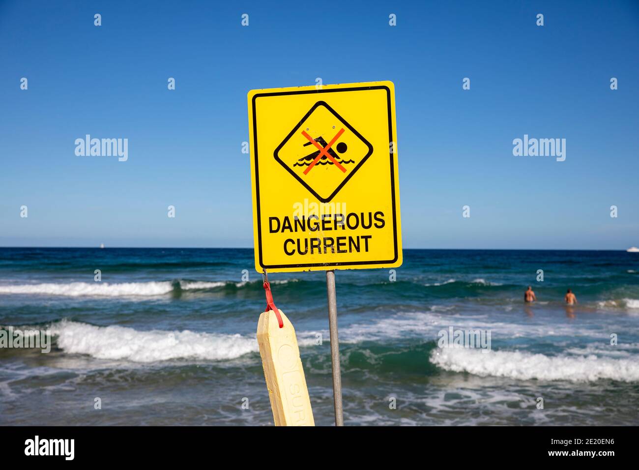 Dangerous Current warning sign erected on Avalon Beach in Sydney ...