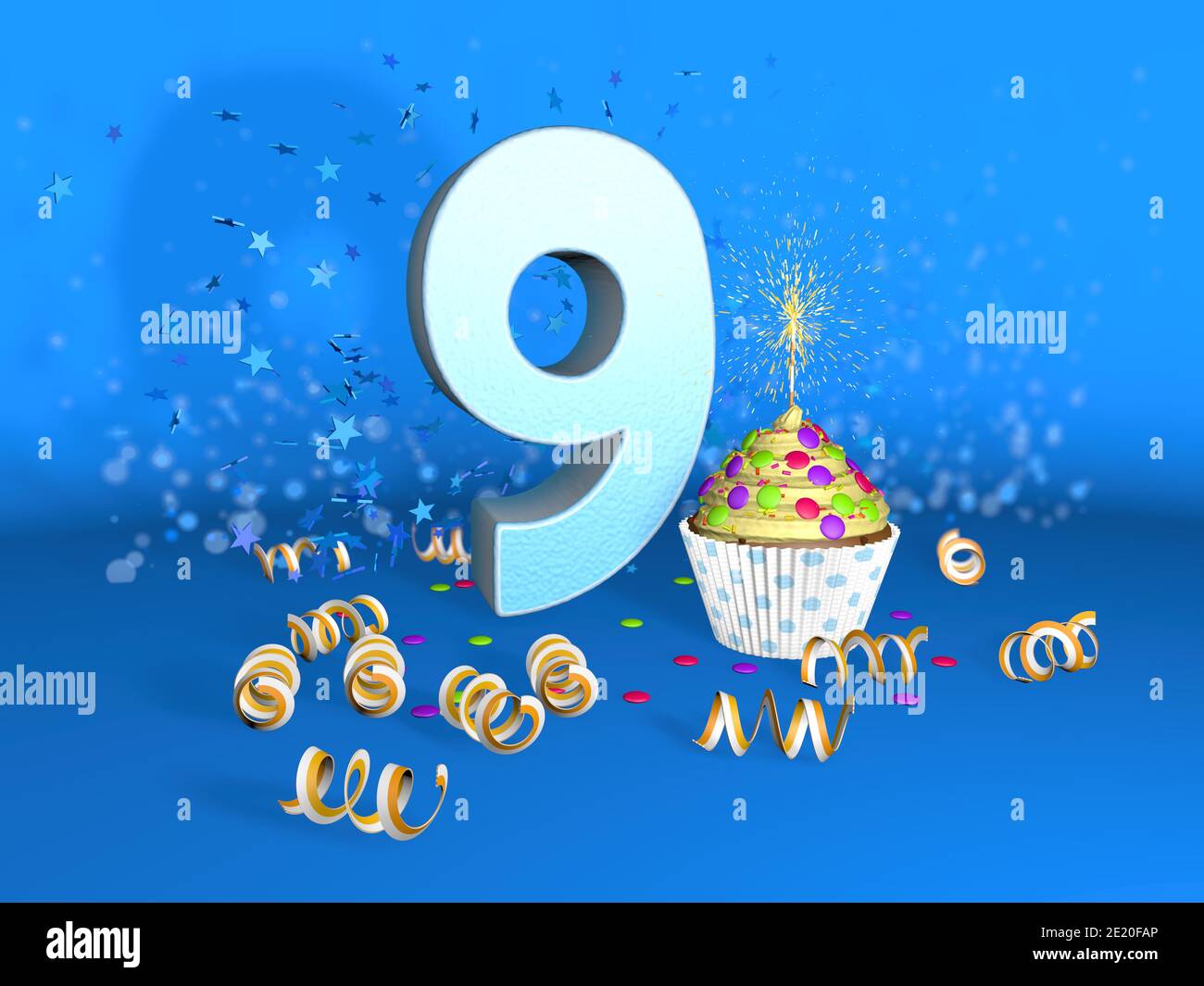 Neuf ans anniversaire, 9 numéro en forme de bougie d'anniversaire avec feu  sur blanc Image Vectorielle Stock - Alamy