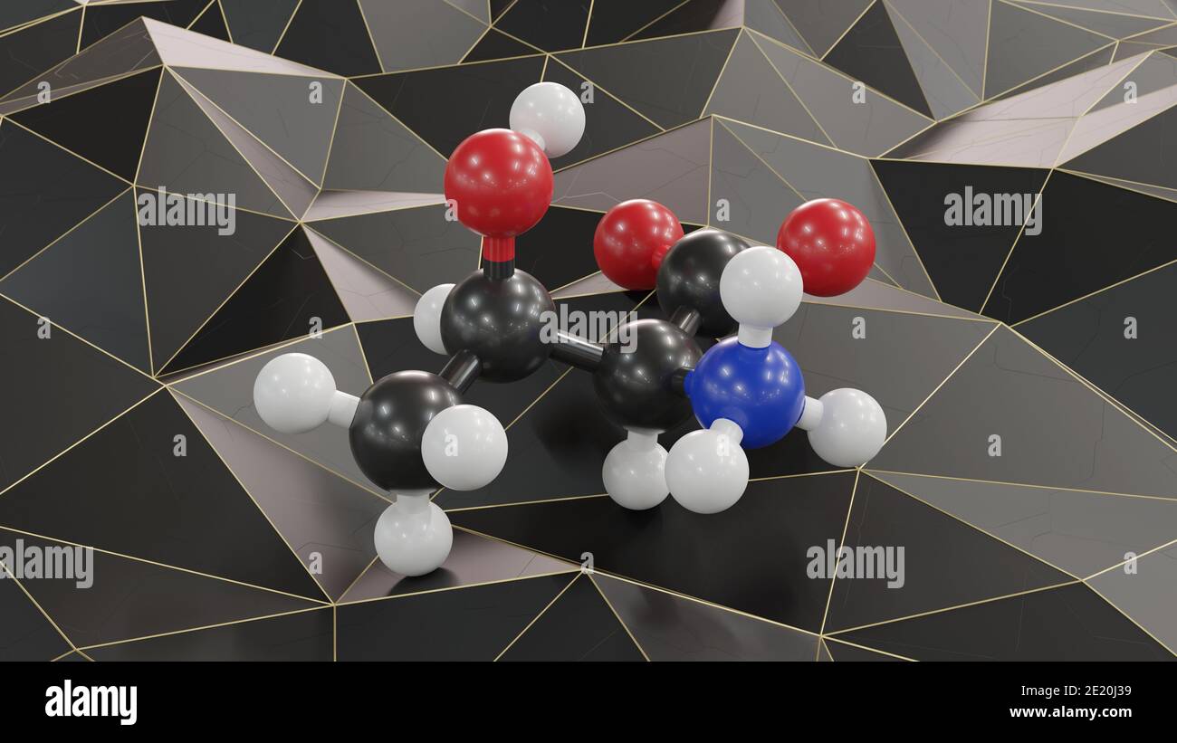 Threonine (l-threonine, Thr, T) amino acid molecule. 3D rendering ...
