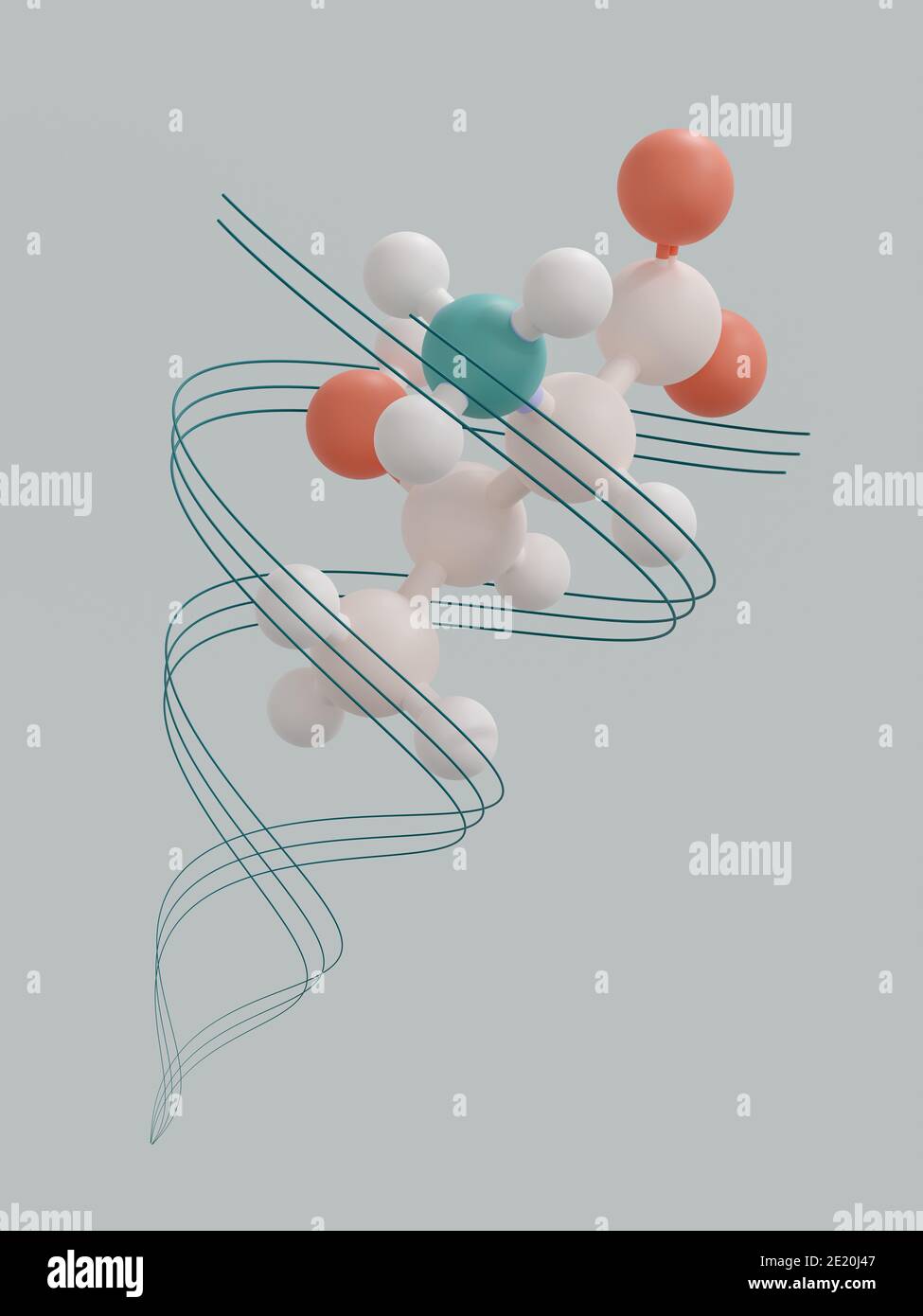 Threonine (l-threonine, Thr, T) amino acid molecule. 3D rendering. Ball ...