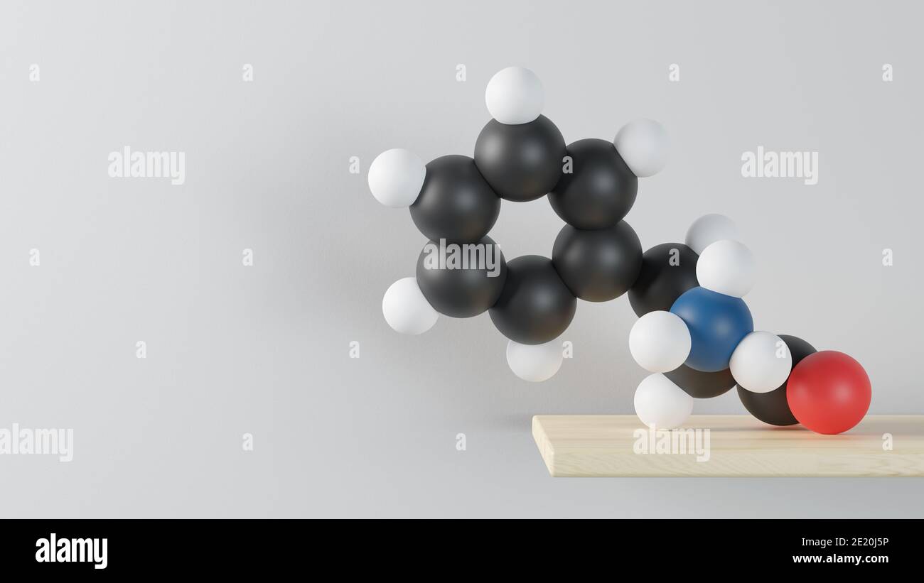 Phenylalanine (l-phenylalanine, Phe, F) amino acid molecule. 3D ...