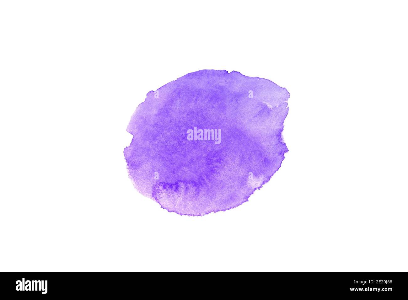Purple watercolour or ink stain with blurred edges of watercolor paint on white Stock Photo