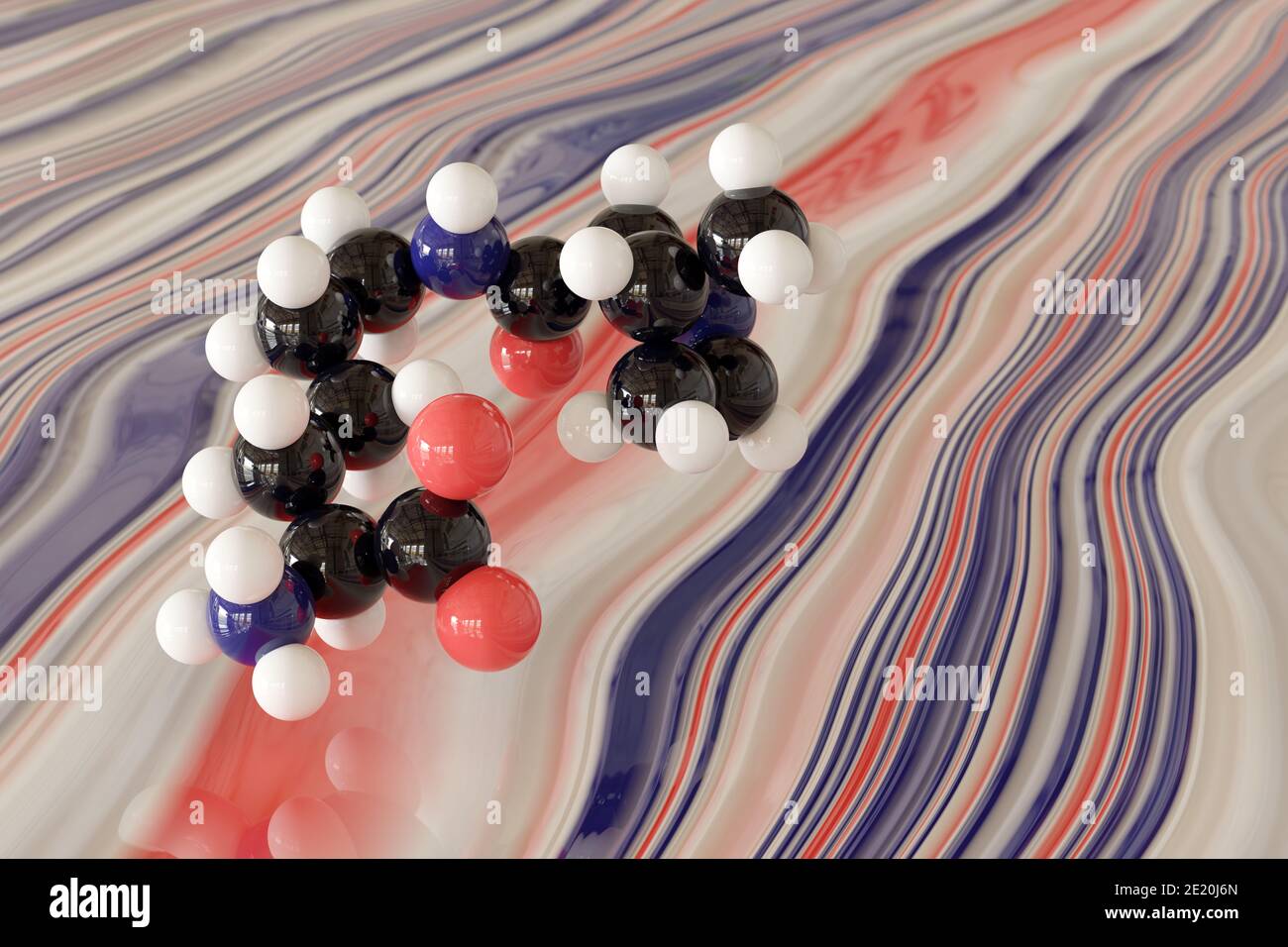 Pyrrolysine (l-pyrrolysine, Pyl, O) amino acid molecule. 3D rendering ...