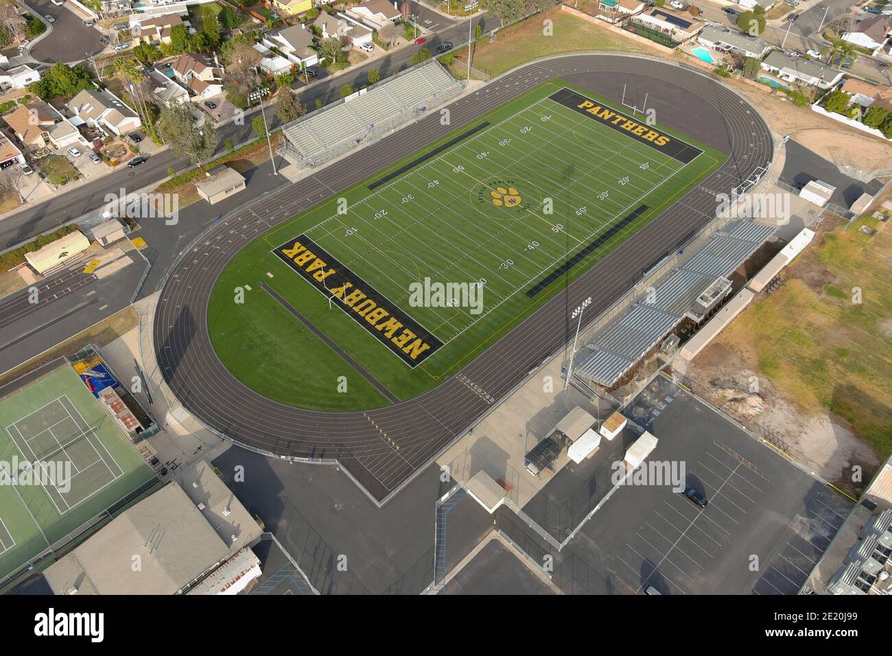 An Aerial View Of George Hurley Football Field And Track At Newbury   An Aerial View Of George Hurley Football Field And Track At Newbury Park High School Wednesday Jan 6 2020 In Newbury Park Calif 2E20J99 