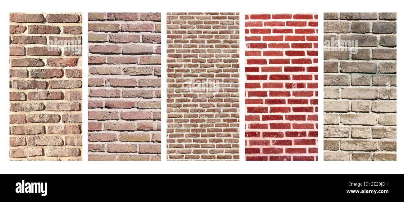 Collection of vertical banners with textures of old brick walls Stock Photo