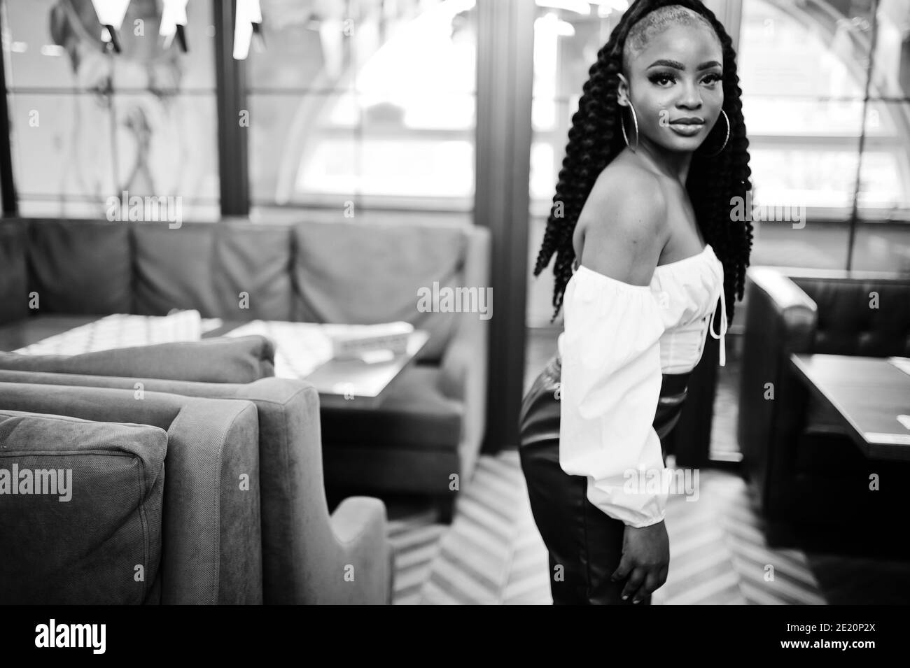 Happy joyful afro latin woman Black and White Stock Photos & Images - Alamy