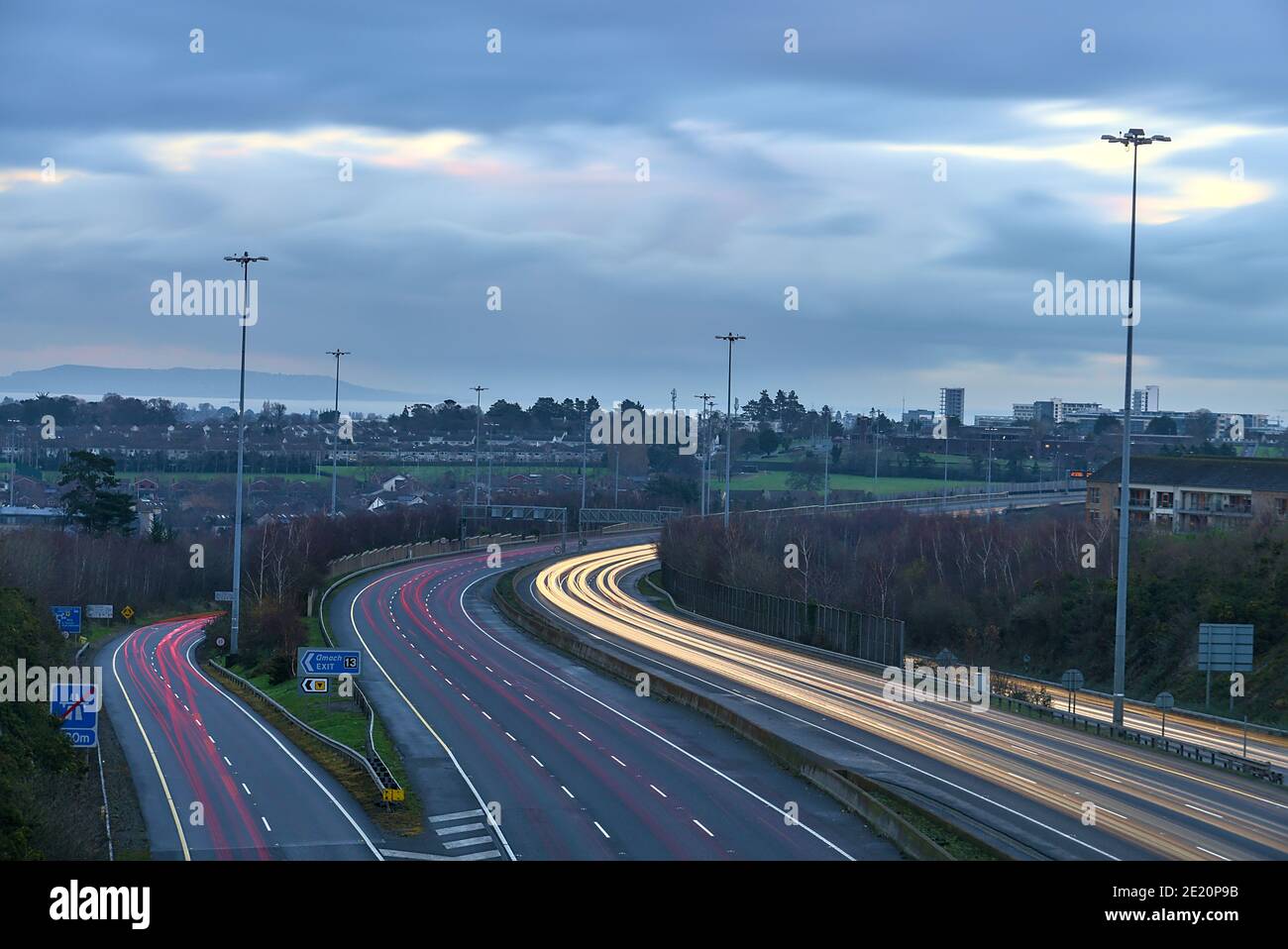 Beautiful very long exposure evening view of light trails of vehicles