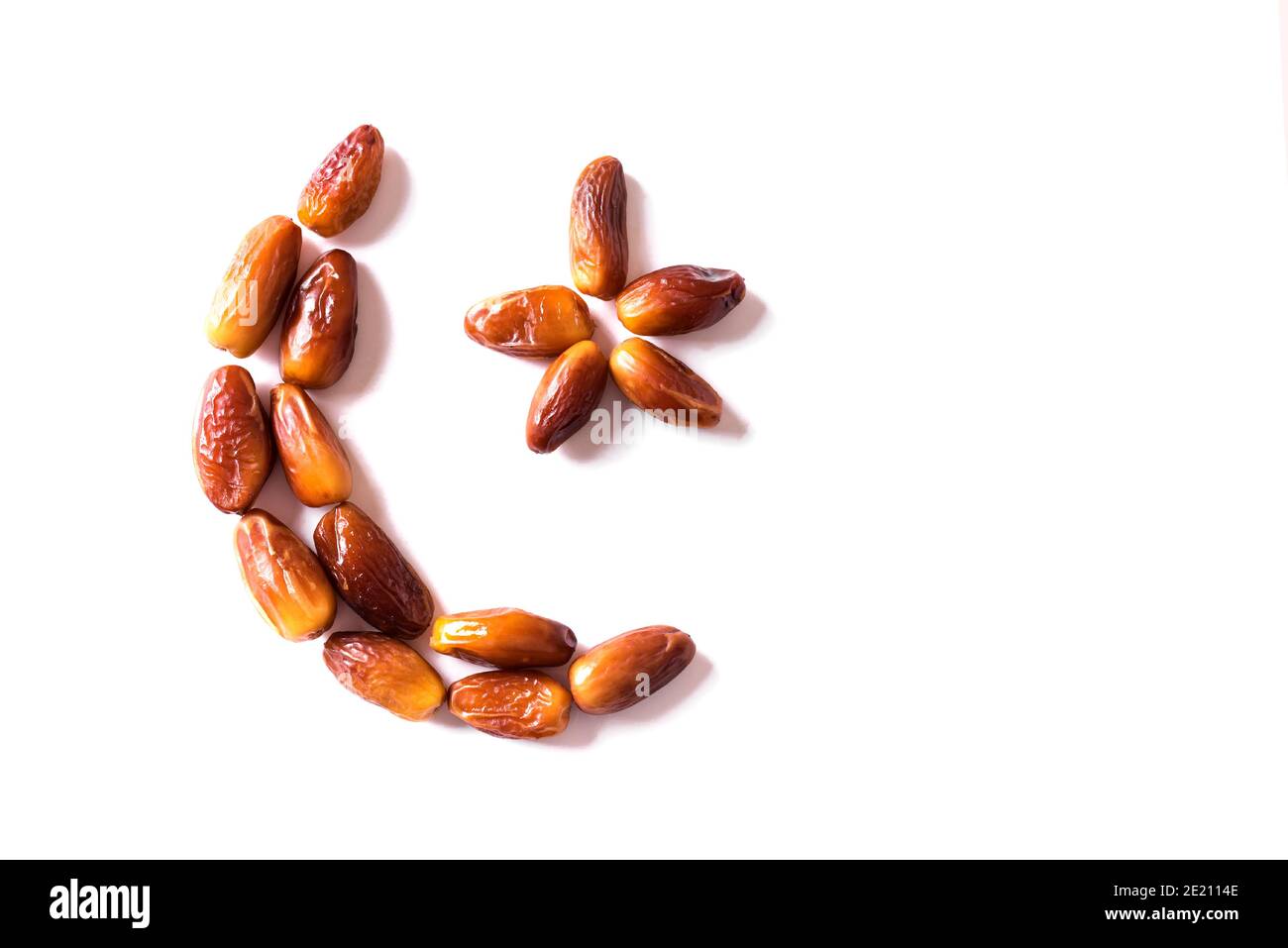 Islamic Crescent. Ramadan kareem with dates fruits arranged in shape of ...