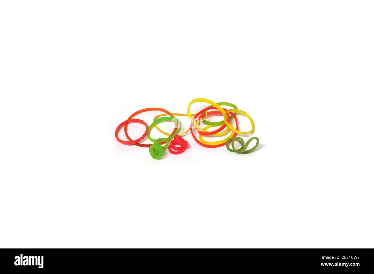 Rubber bands on a white background Stock Photo - Alamy