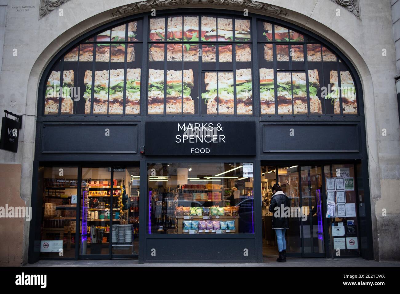 An outside view of a Marks & Spencer supermarket on January 11, 2021 in  Paris. British retailer Marks & Spencer says new trade rules in place since  Britain left the EU are