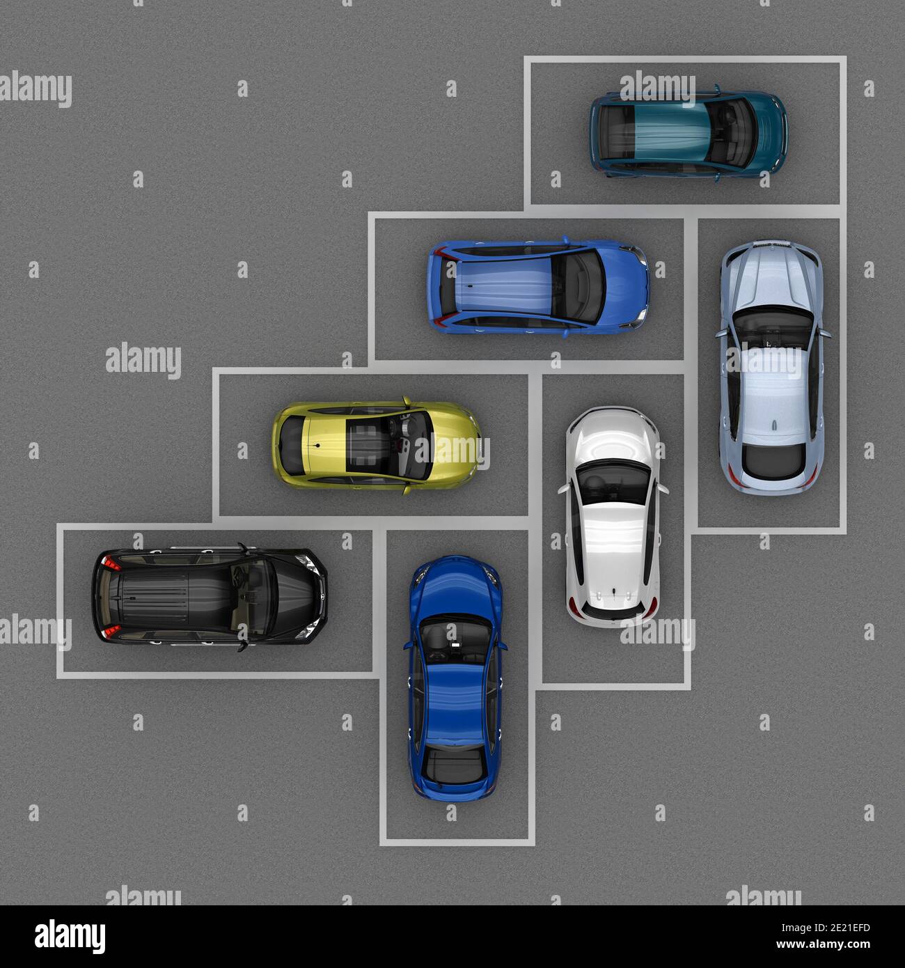 most compact markup parking cars top view. 3d rendering Stock Photo Alamy