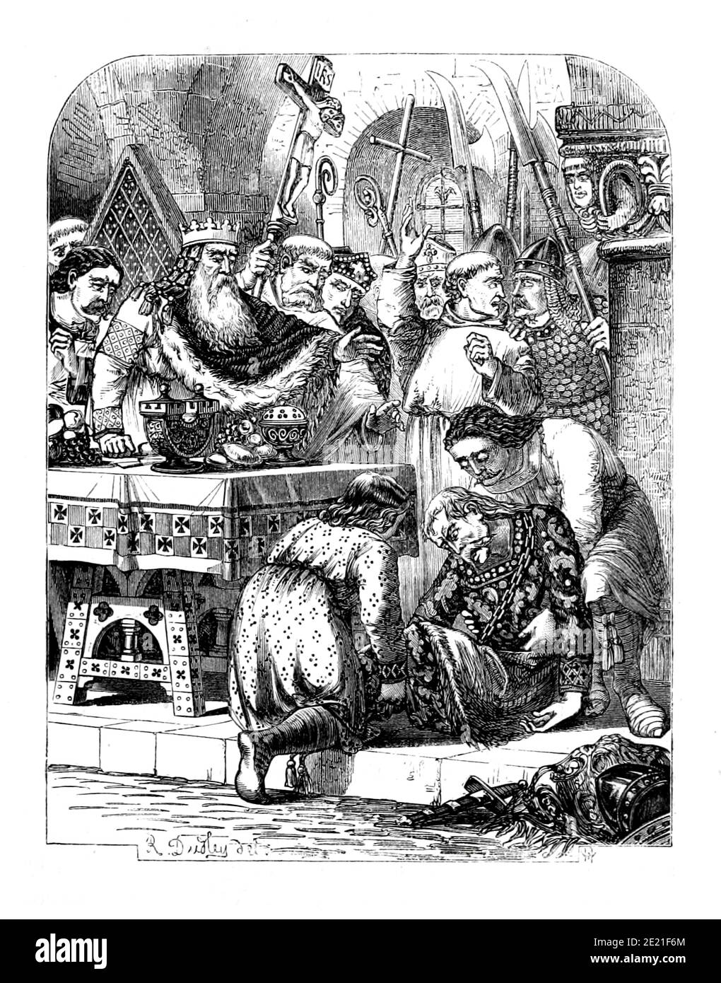 JUDGMENT OF GOD ON GODWIN [Godwin, Earl of Wessex] From the Book 'Danes, Saxons and Normans : or, Stories of our ancestors' by Edgar, J. G. (John George), 1834-1864 Published in London in 1863 Stock Photo