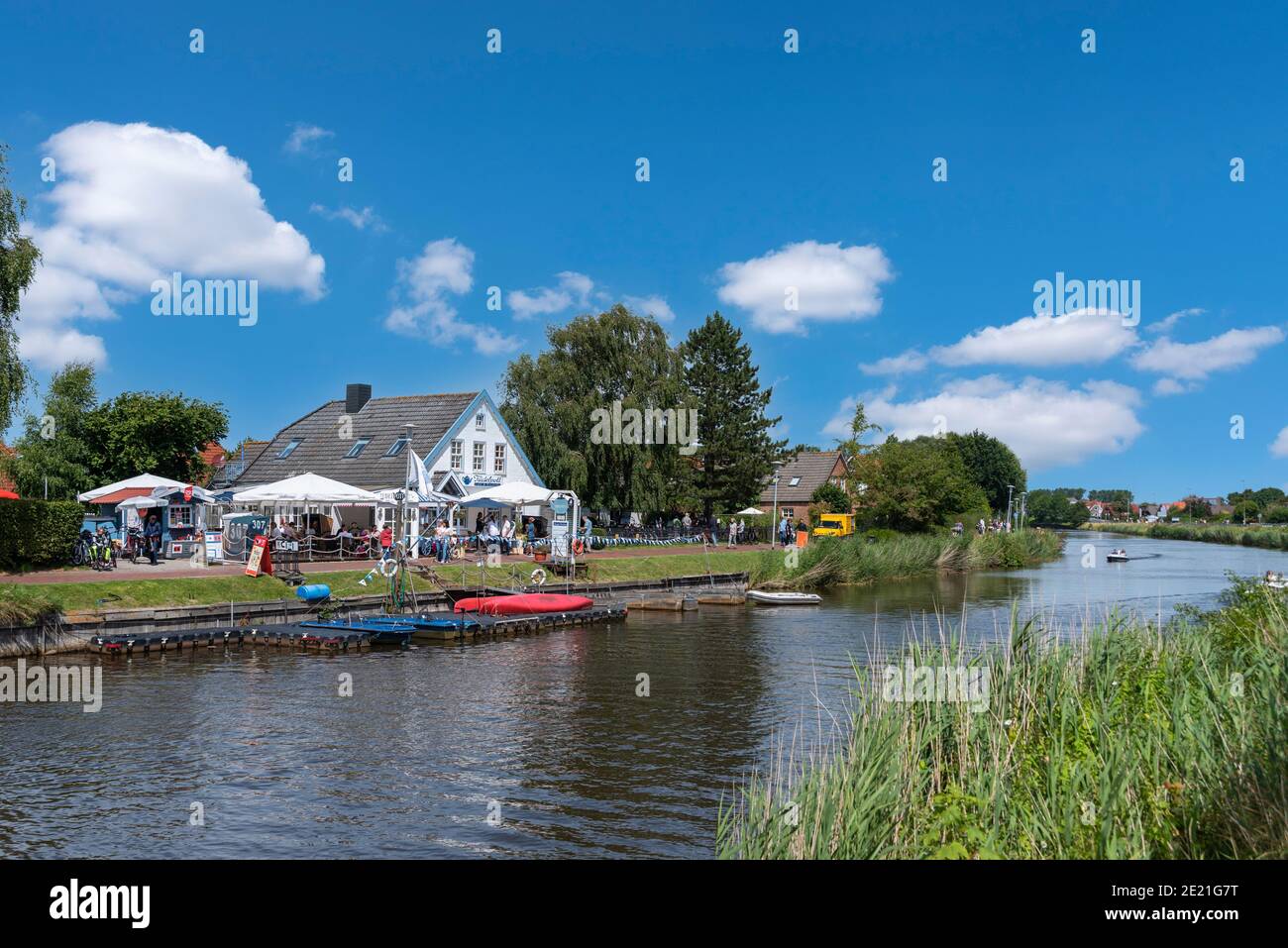 Waterfront Promenade On The River Harle Carolinensiel Lower Saxony Germany Europe Stock Photo Alamy