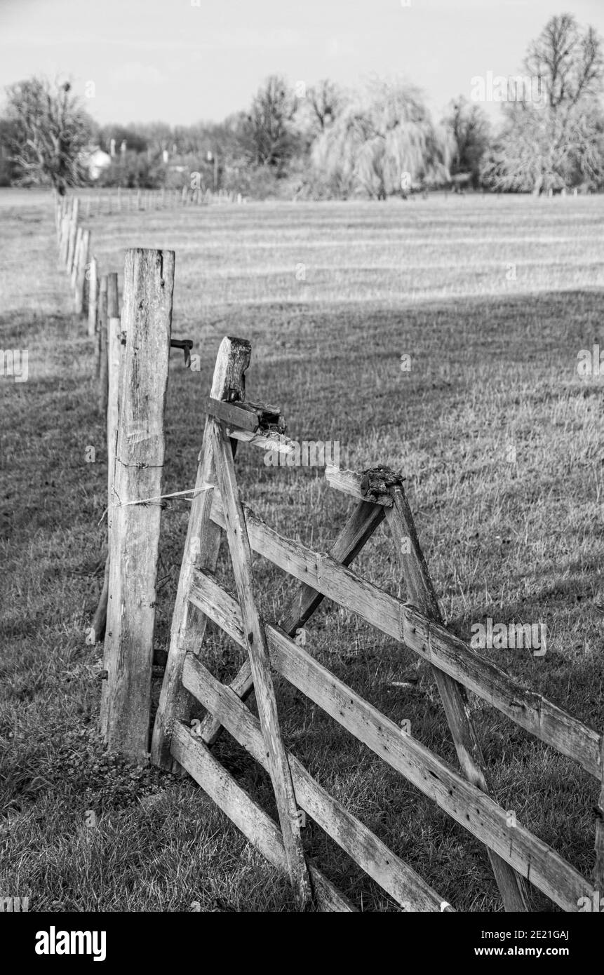 wooden farm gate Stock Photo