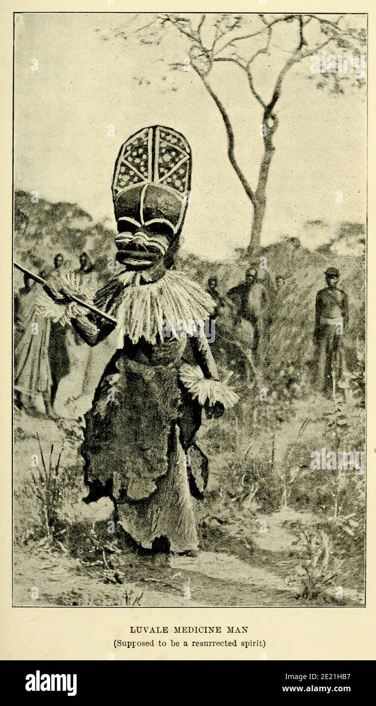 Luvale Medicine Man From the book ' Missionary travels and researches in South Africa ' by Livingstone, David, 1813-1873; Arnot, Fred. S. (Frederick Stanley), 1858-1914; Published in London by J. Murray in 1899 Stock Photo