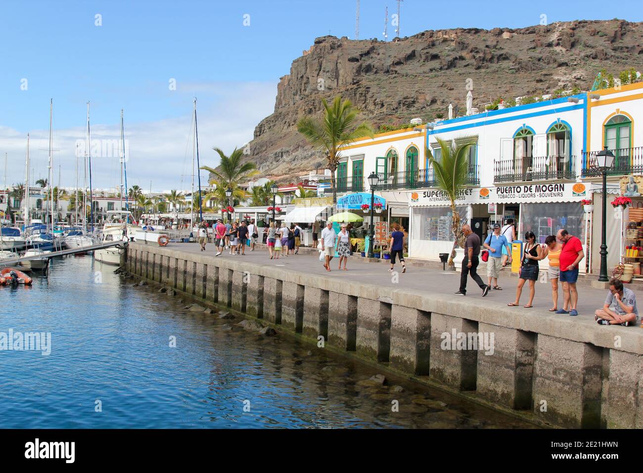Busy shopping parade of puerto de mogan in the Canary Islands spain Stock  Photo - Alamy