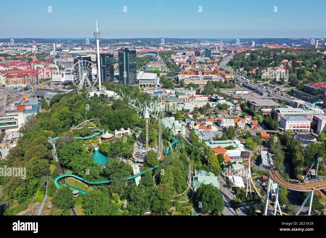 GÖTEBORG, SWEDEN- 26 AUGUST 2019: Liseberg, amusement park in central ...
