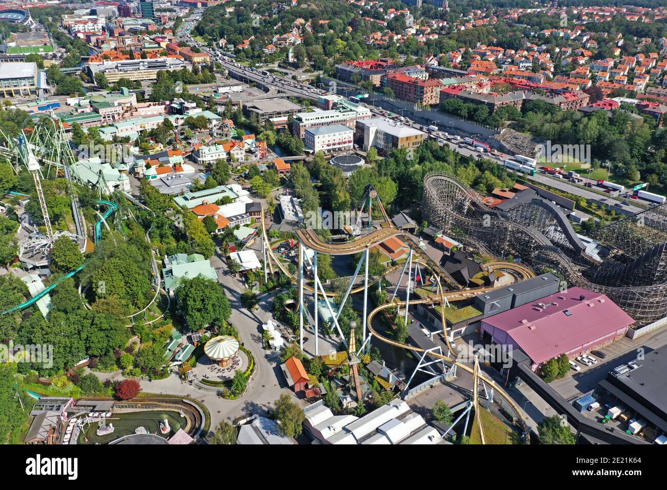 GÖTEBORG, SWEDEN- 26 AUGUST 2019: Liseberg, amusement park in central ...