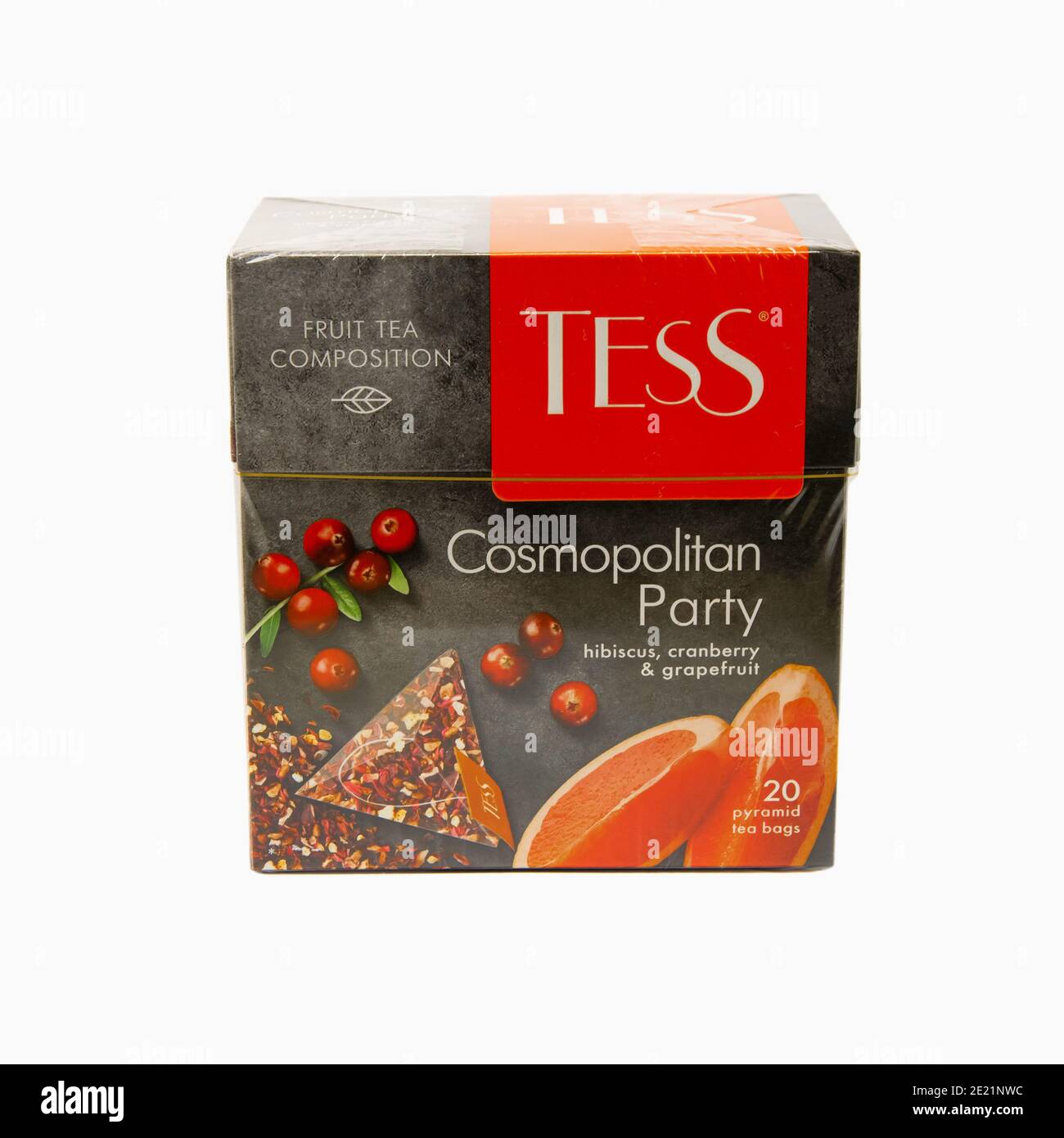 Krasnodar, Russia-December 30, 2020: Tess fruit tea pack with 20 pyramid  tea bags isolated on a white background. Taste of hybiscus, cranberry, and  gr Stock Photo - Alamy