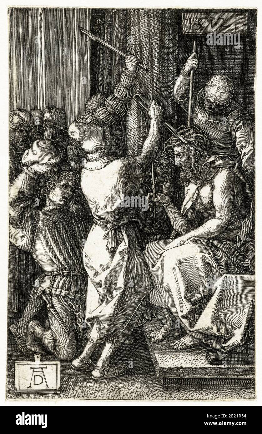 Christ crowned with thorns, engraving by Albrecht Dürer, 1512 Stock Photo