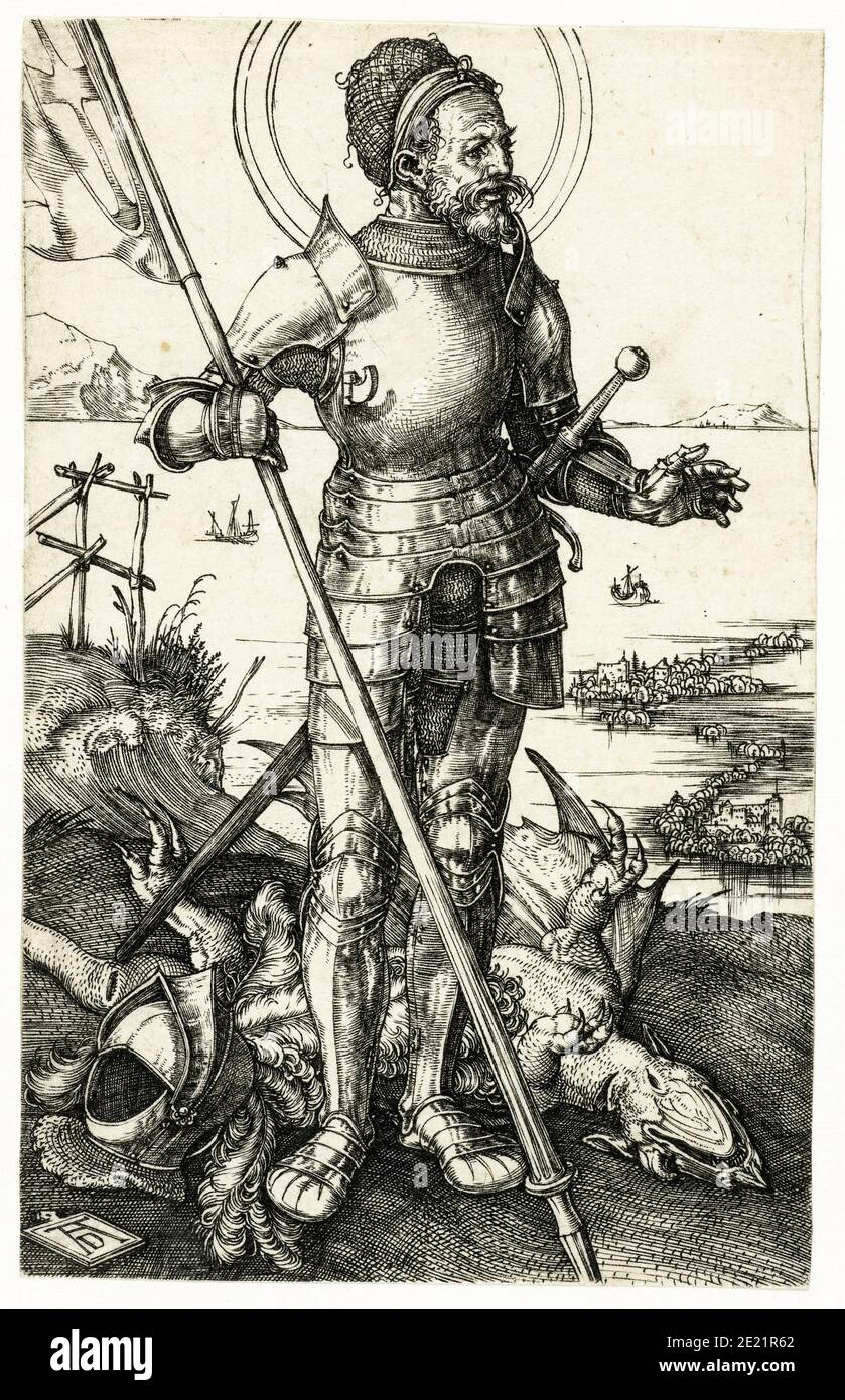 St George and the Dragon, engraving by Albrecht Dürer, 1500-1505 Stock Photo