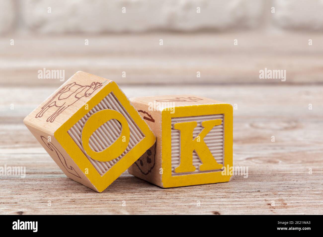 Wooden toy Blocks with the text: ok Stock Photo - Alamy