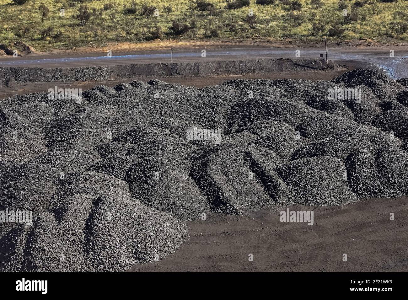 Piles of processed material in Manganese Mining in South Africa Stock