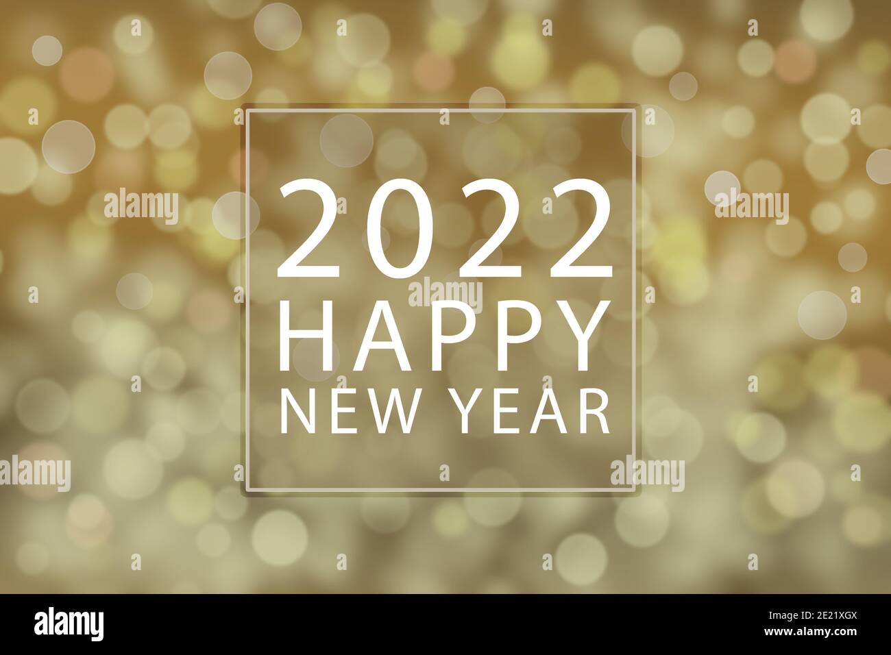 Happy New Year 2022 text gold magic background. Stock Photo