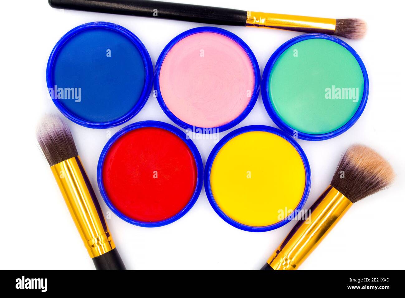Make up brushes and colorful face paints Stock Photo Alamy