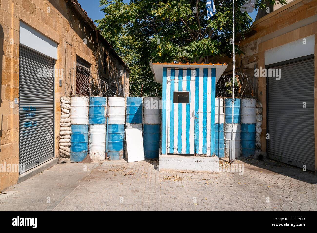 Nicosia Buffer Zone Green Line Cyprus Stock Photo