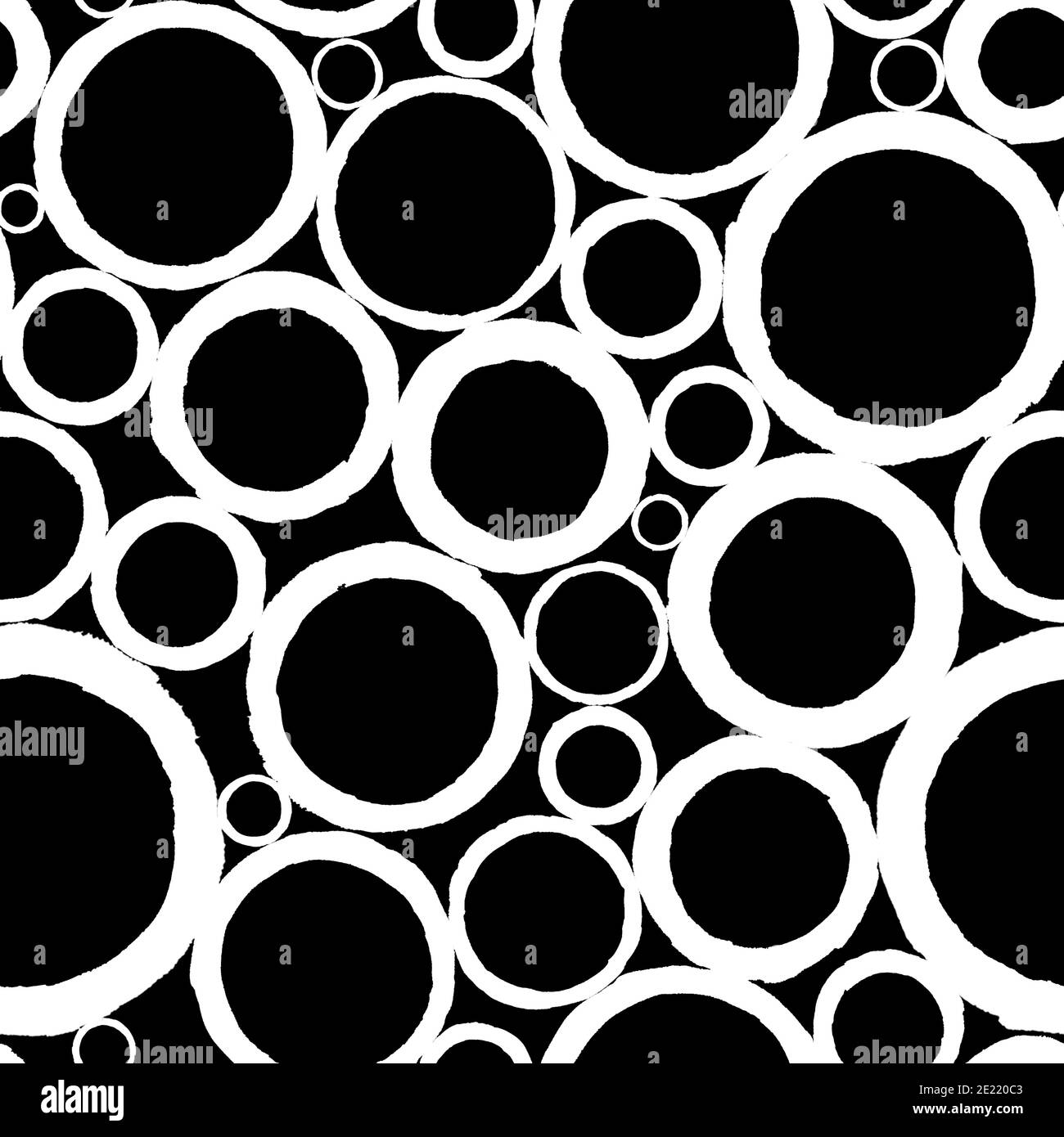 Circle black and white seamless pattern. Abstract background with wite