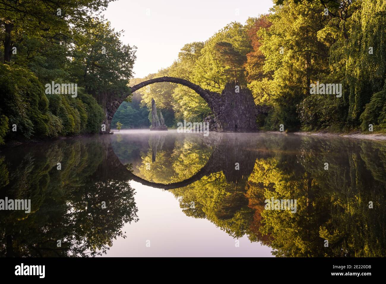 Medieval Rakotz Bridge in Gablenz Germany Stock Photo