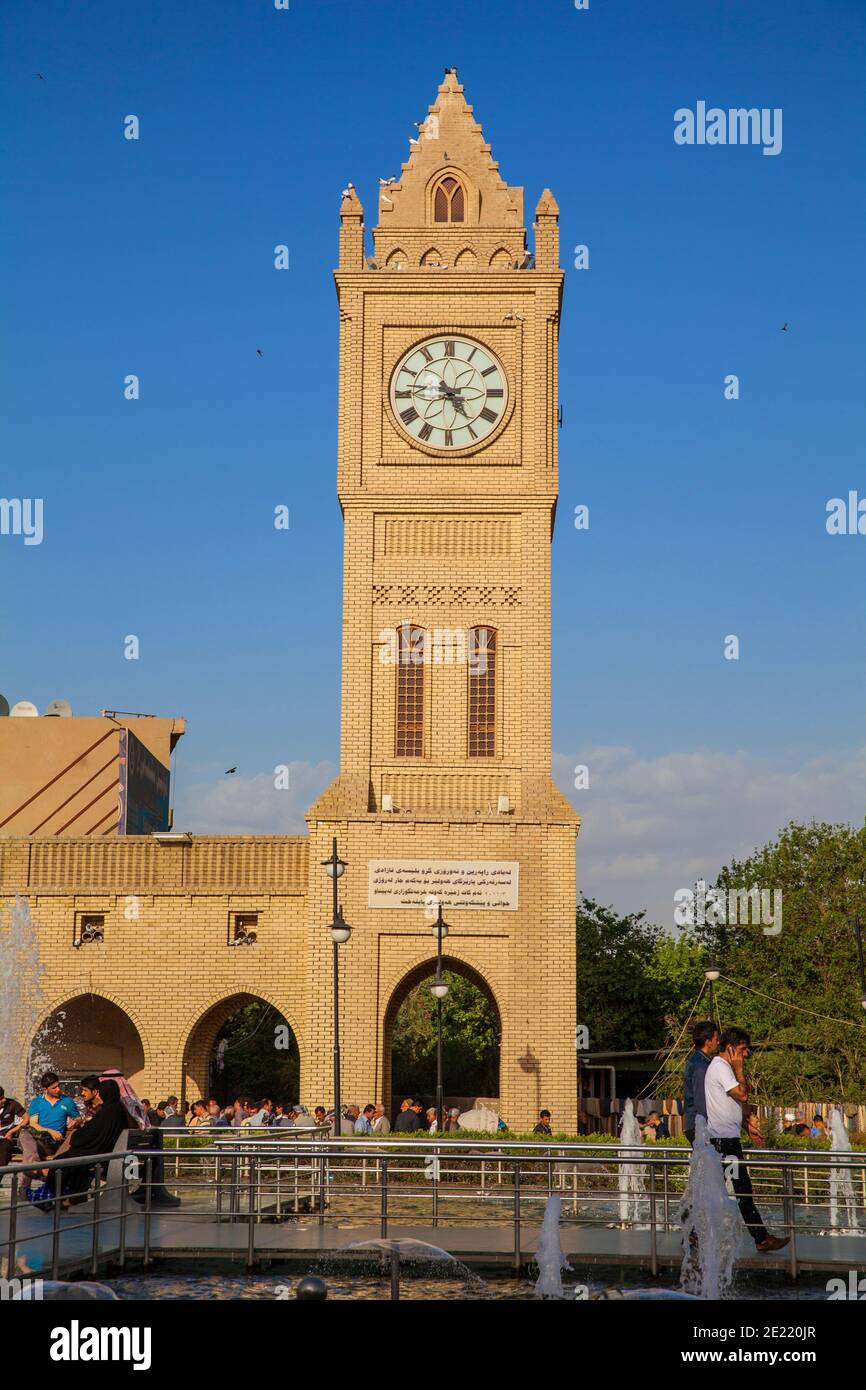 Iraq, Kurdistan, Erbil. Clock tower in Shar Park Stock Photo Alamy