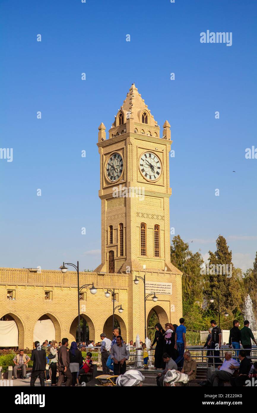 Iraq, Kurdistan, Erbil. Clock tower in Shar Park Stock Photo - Alamy