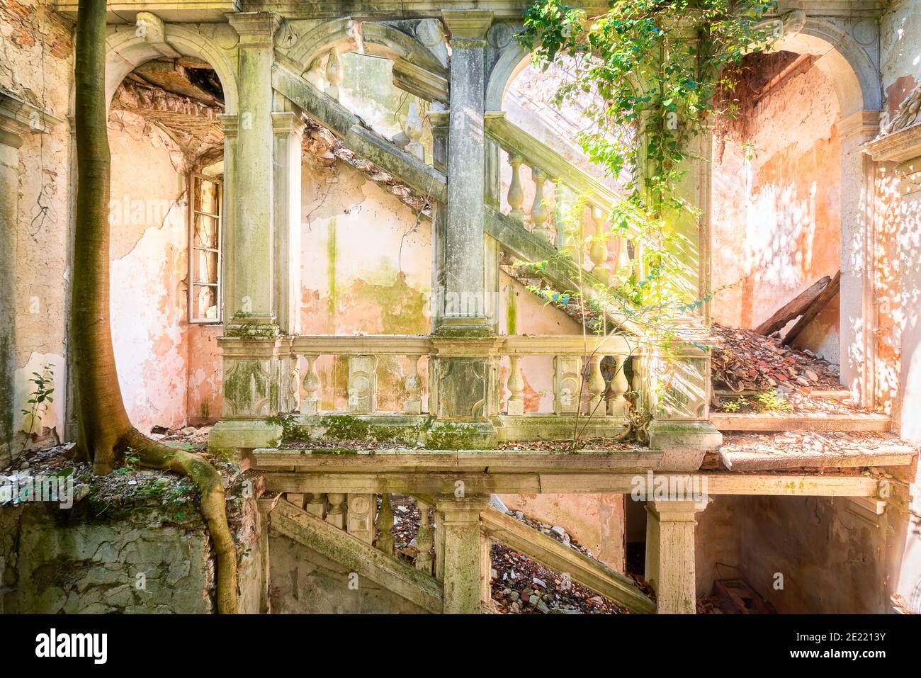 Abandoned Staircase in Decay Stock Photo