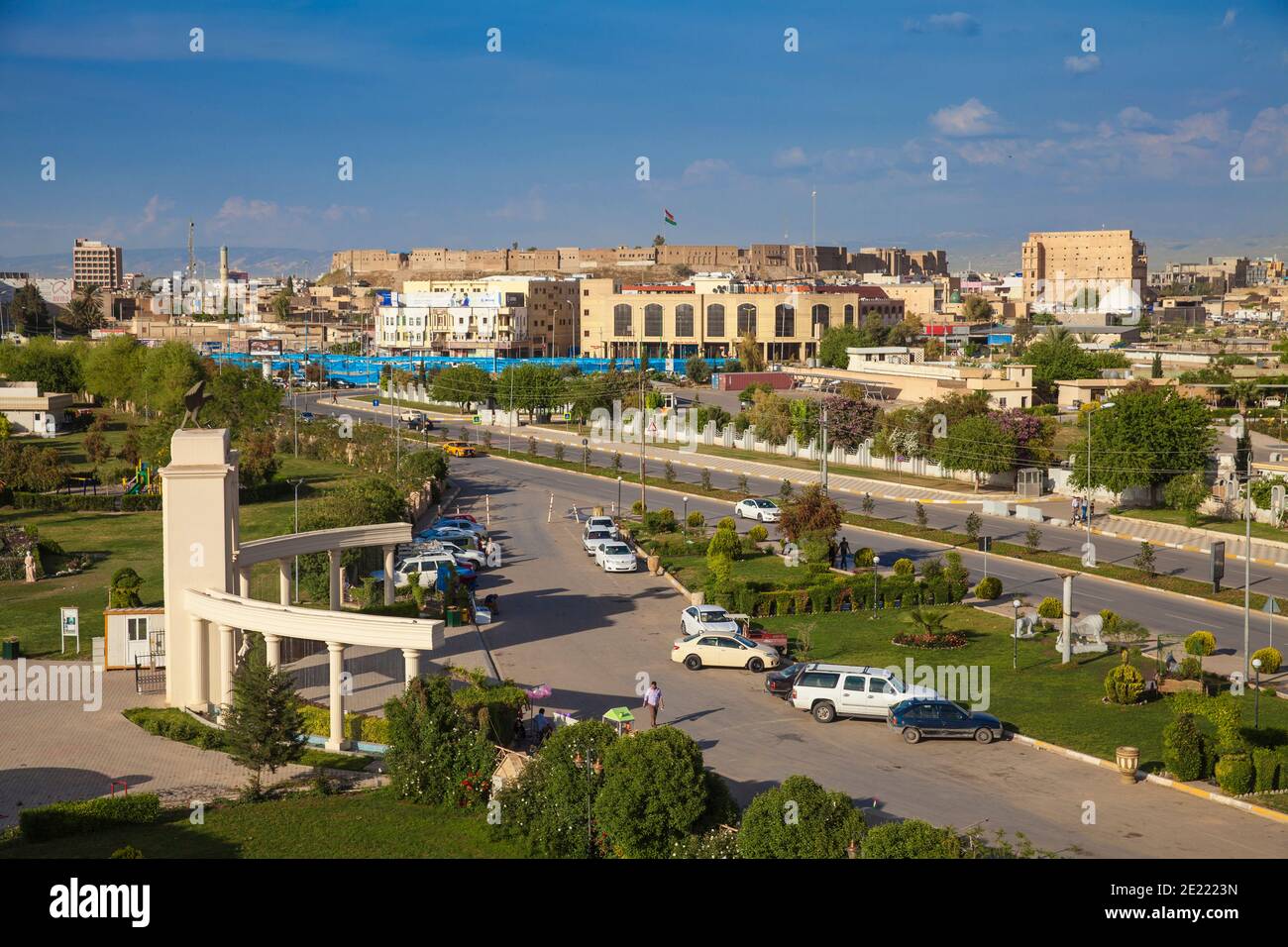 Iraq, Kurdistan, Erbil, Ariel view of Minare Park Stock Photo