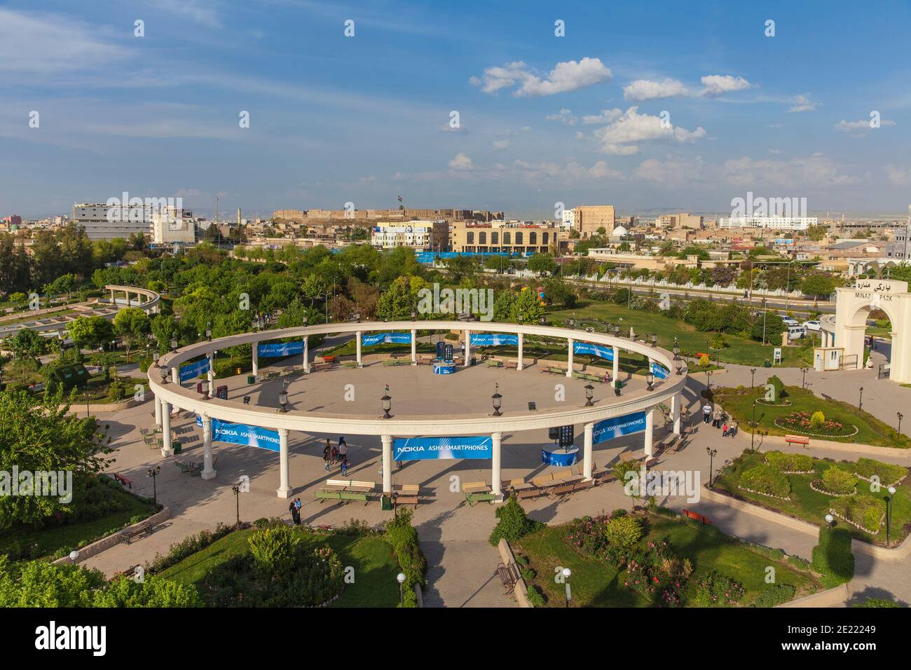 Iraq, Kurdistan, Erbil, Ariel view of Minare Park Stock Photo