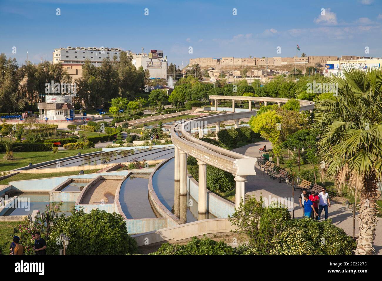 Iraq, Kurdistan, Erbil, Ariel view of Minare Park Stock Photo