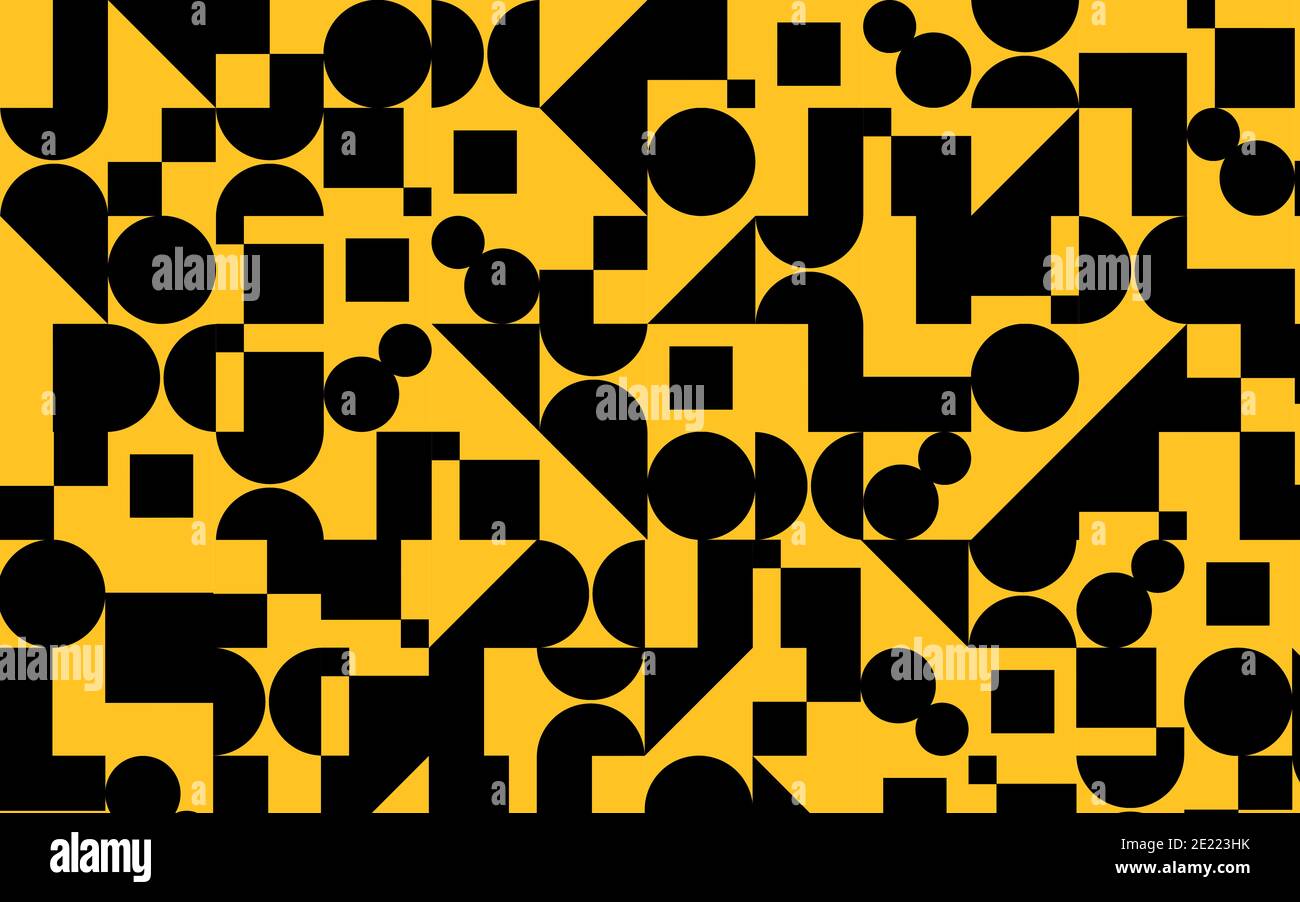Graphic illustration of a seamless pattern with black and yellow color ...