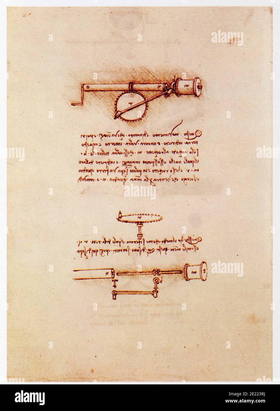 Leonardo da Vinci.1452-1519.Enrouleur de fil à système bielle-manivelle  Stock Photo - Alamy