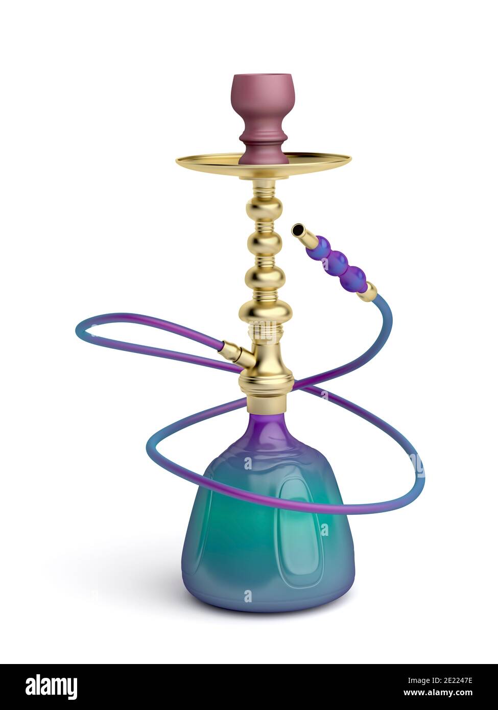 Colorful hookah with gold elements on white background Stock Photo - Alamy