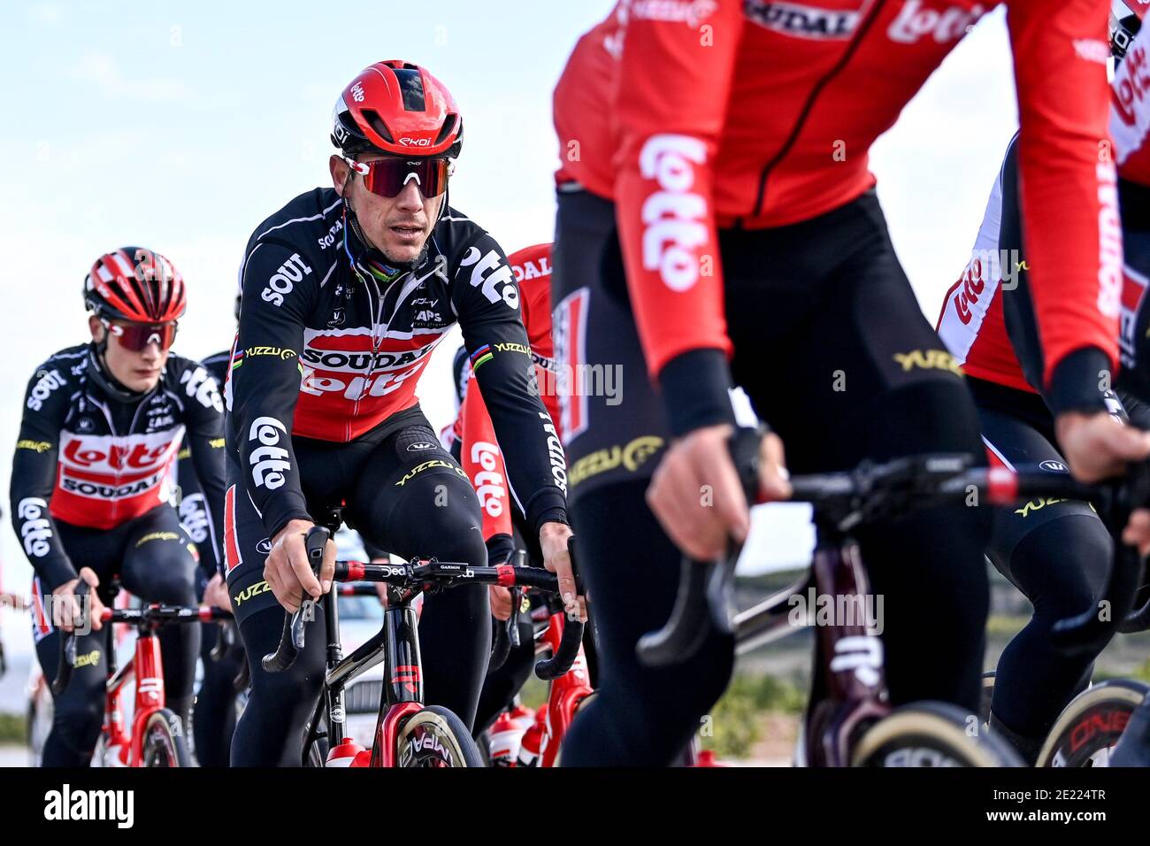 Belgian Philippe Gilbert of Lotto Soudal pictured in action during the Lotto-Soudal cycling team stage in Javea, in Spain, Monday 11 January 2021. BEL Stock Photo