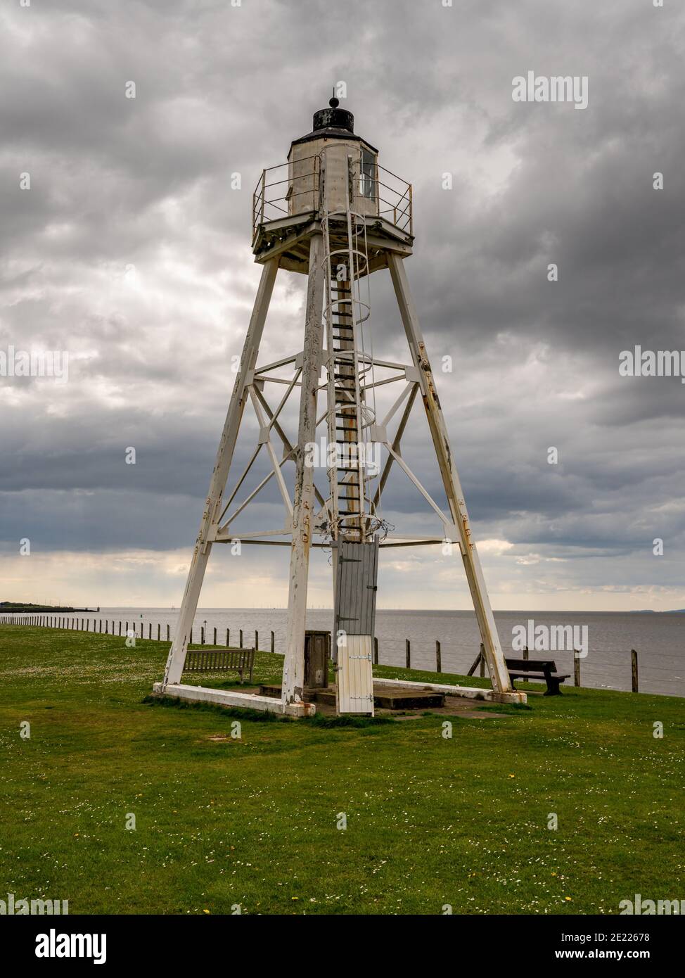 Clouds over the East Cotes Lighthouse in Silloth, Cumbria, England, UK