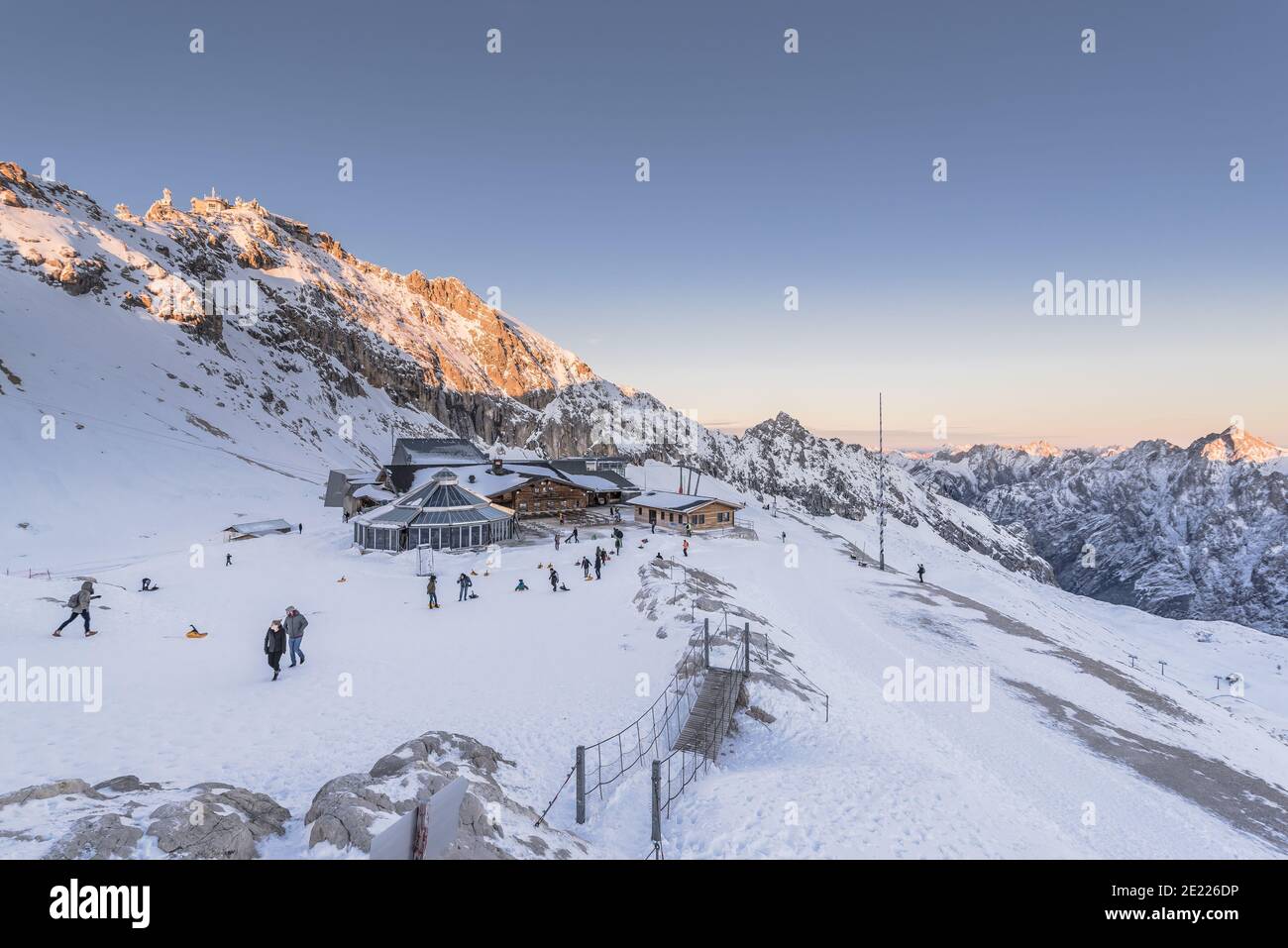 MOUNT ZUGSPITZE, GERMANY Oct 31, 2019 View to the Zugspitze with the