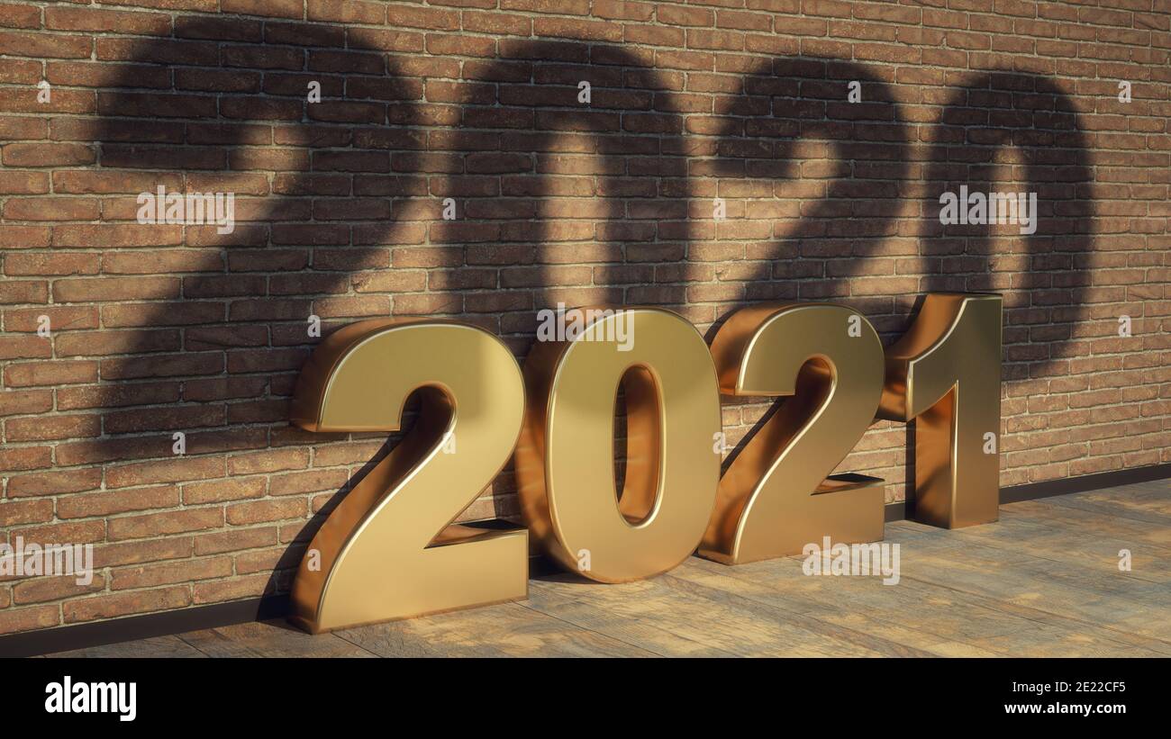 The year 2021 in the shadow of 2020 Stock Photo