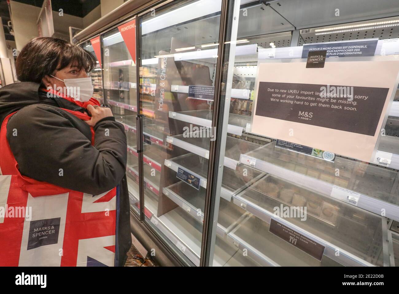 BREXIT FOOD SHORTAGES IN FRANCE AS MARKS&SPENCER STORES RUN OUT OF FRESH FOOD Stock Photo