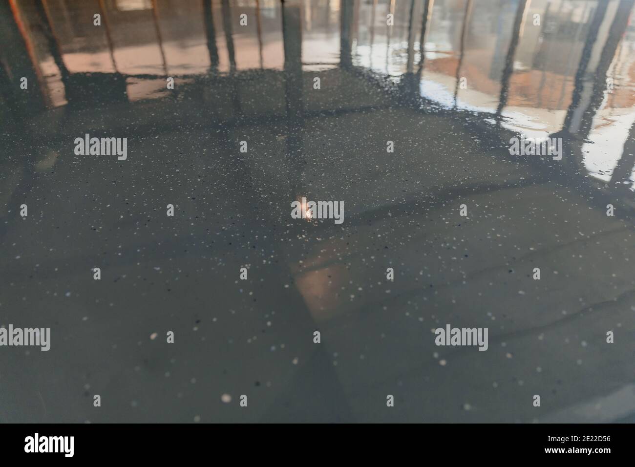Construction series epoxy resin flooring with decorative chips Stock