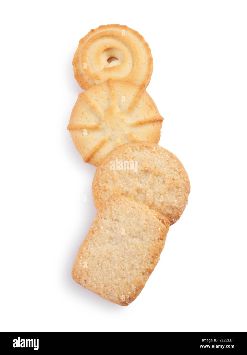 Studio shot of shortbread biscuits cut out against a white background - John Gollop Stock Photo