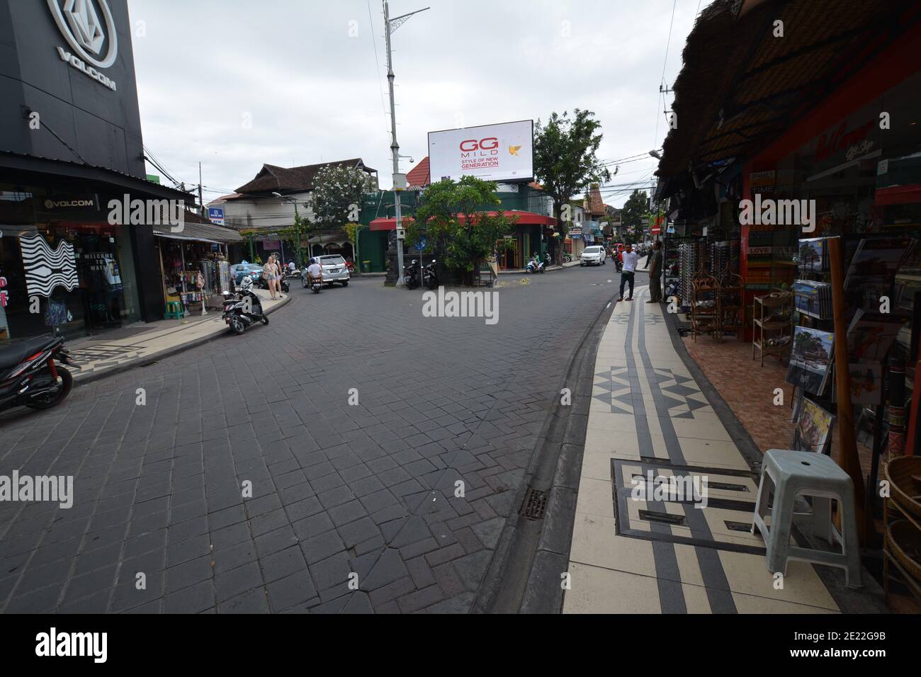 Bali, Indonesia - January 12, 2021: The streets in the city of Kuta in