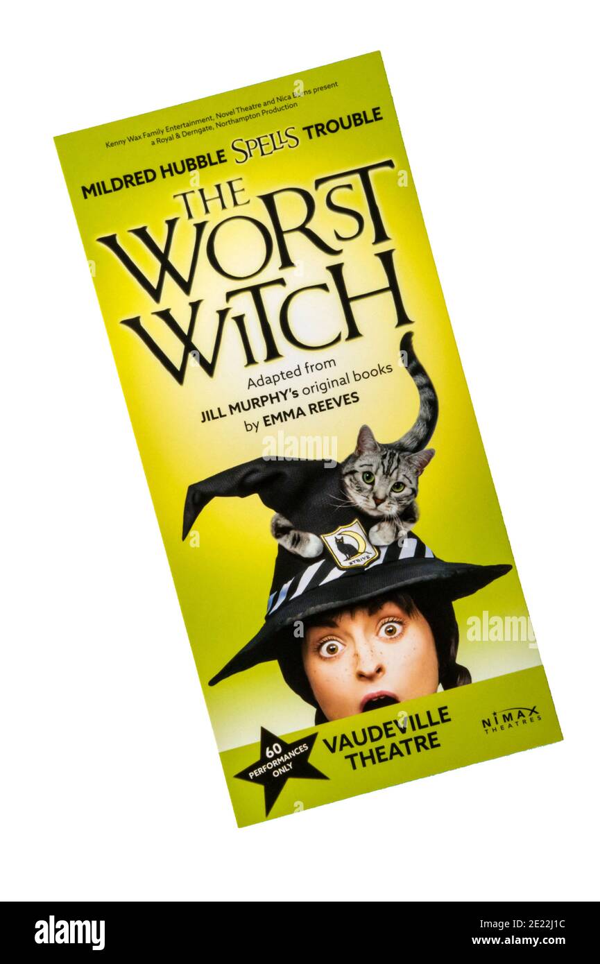 Promotional flyer for The Worst Witch at Vaudeville Theatre. Stock Photo